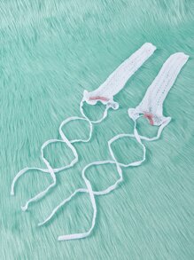 ROMWE J-Fashion 鏤空設計高筒襪 - 白色 - 查看 6