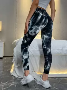 SHEIN EZwear 紮染短款緊身打底褲