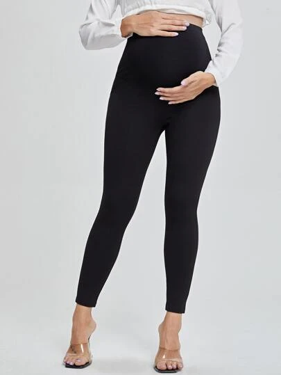 Leggings de cintura alta para maternidad, mallas de unicolor para maternidad para primavera/verano