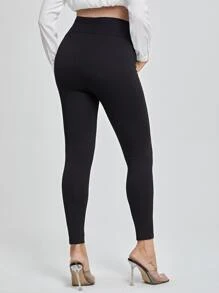 SHEIN 孕妇宽腰紧身裤 女士春夏季纯色孕妇打底裤 - 黑色 - 查看 2