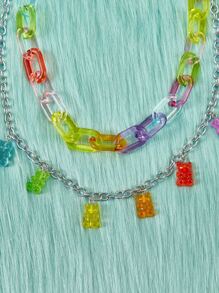 ROMWE Anime Bear Decor Pants Chain