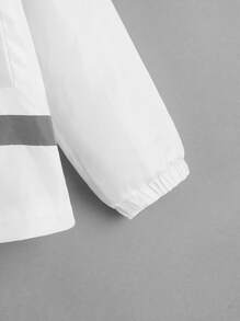 SHEIN Boys Contrast Tape Raglan Sleeve Zipper Hooded Jacket - White - View 4