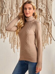 EMERY ROSE Áo len nữ màu trơn Giải trí - Màu be - Xem 3