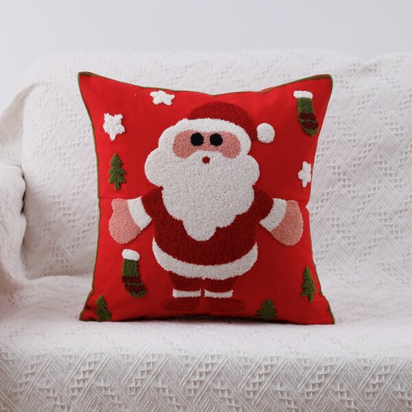 

Santa Claus Embroidery Cushion Cover Without Filler, Multicolor