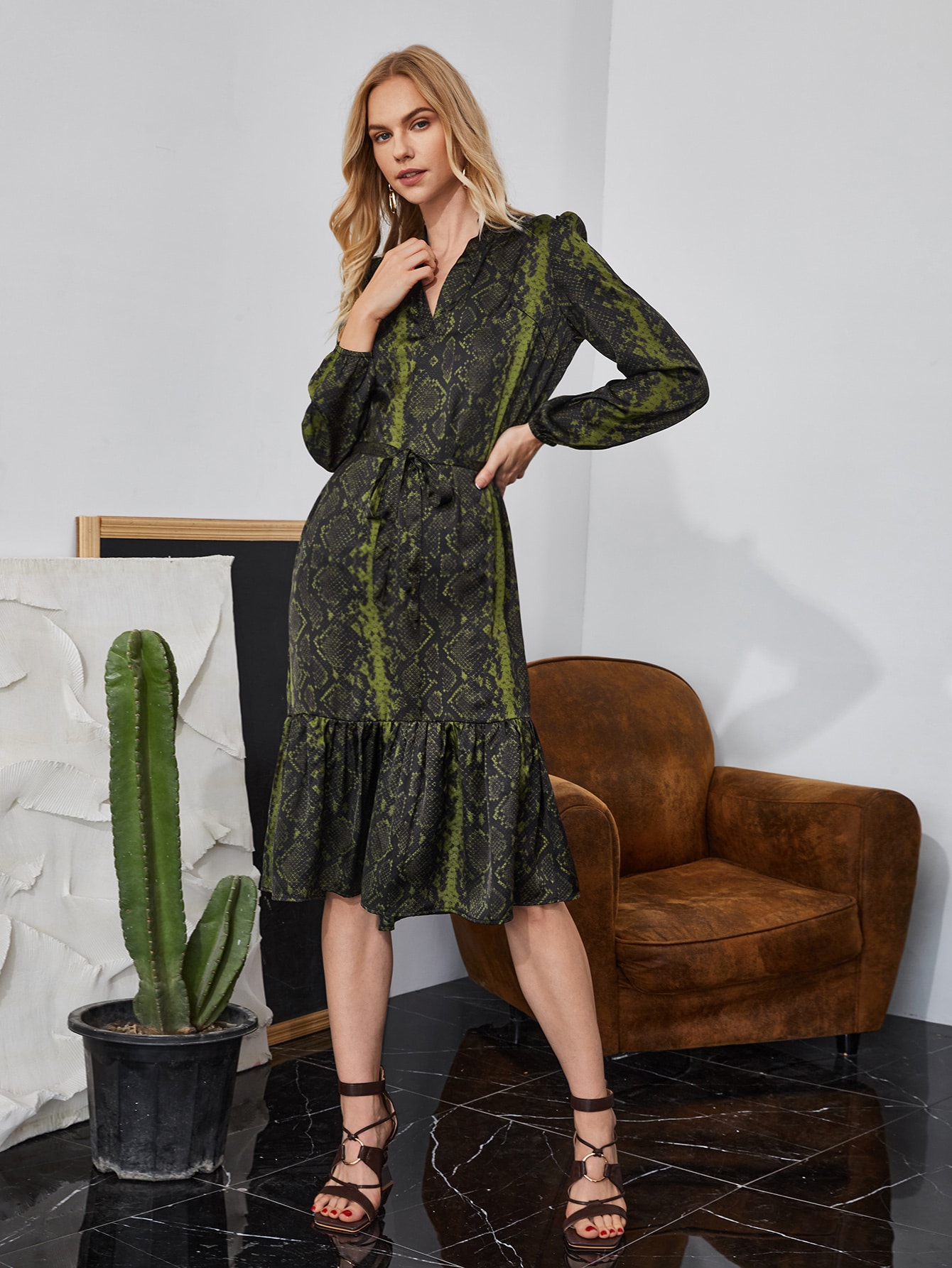 sheike python tiered dress