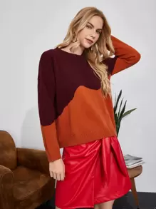 SHEIN Drop Shoulder Colorblock Sweater - Multicolor - View 1
