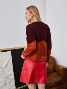 SHEIN Drop Shoulder Colorblock Sweater - Multicolor - View 2