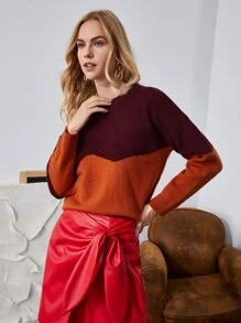 SHEIN Drop Shoulder Colorblock Sweater - Multicolor - View 5