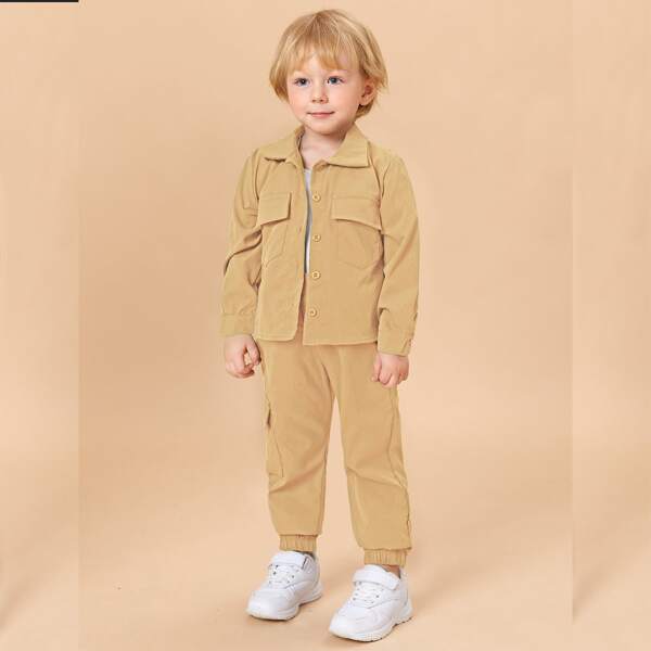 

Toddler Boys Flap Pocket Shirt & Pants, Khaki