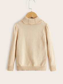 小女童麻花編織套頭毛衣 - 杏色 - 查看 2