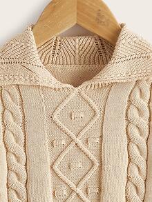 小女童麻花編織套頭毛衣 - 杏色 - 查看 3