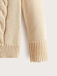 小女童麻花編織套頭毛衣 - 杏色 - 查看 4