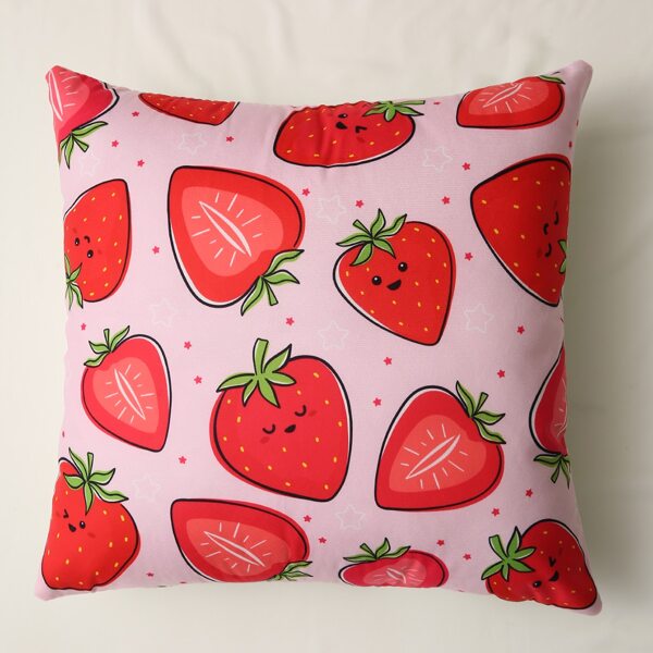 

Strawberry Print Cushion Cover Without Filler, Multicolor
