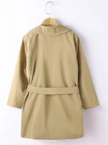 女孩西裝領雙口袋腰帶風衣外套