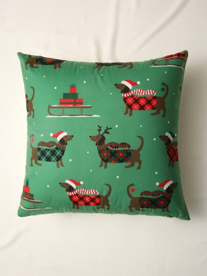 Funda de cojín sin relleno Navidad con estampado de perro