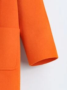 Toddler Girls Shawl Collar Pocket Patched Open Front Overcoat - Orange - View 3