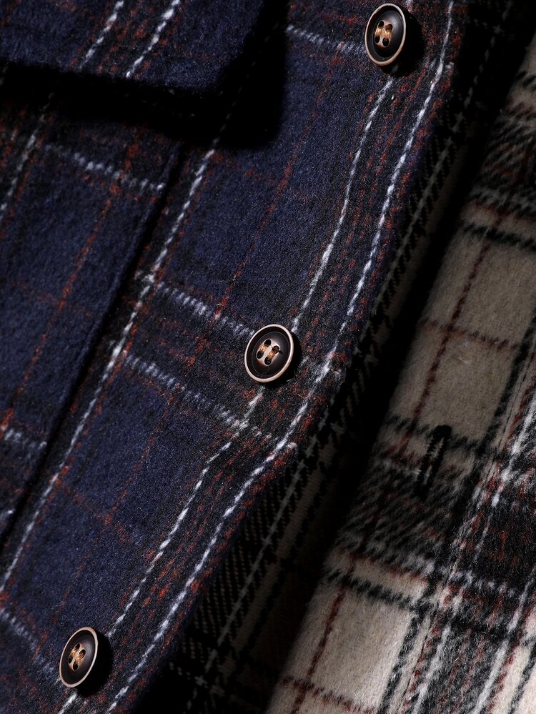 Manfinity Homme Manteau à carreaux à blocs de couleurs poche à rabat sans sweat-shirt à capuche - Multicolore - Voir 8