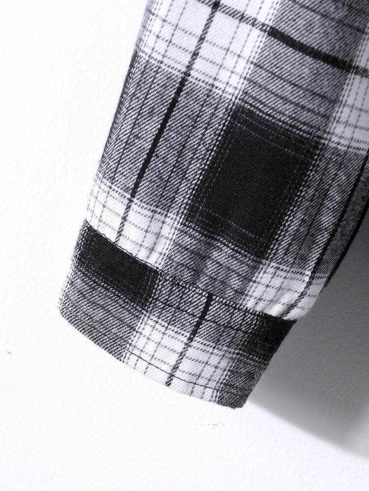 Manfinity Men Plaid Colorblock Shirt Without Hoodie - Multicolor - View 4