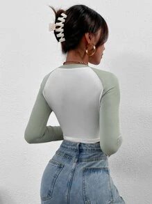 SHEIN Unity Camiseta béisbol corta con estampado de figura y letra de manga raglán - Multicolor - Ver 2