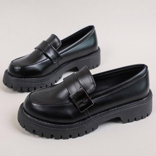 

Metal Decor Loafers, Black