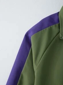 Boys Number Graphic Contrast Side Seam Raglan Sleeve Jacket - Army Green - View 8