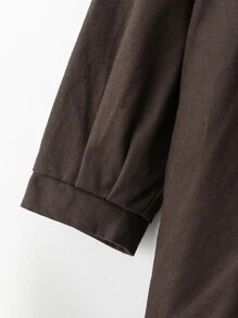 Niñas Gabardina de manga raglán con botón - Marrón Chocolate - Ver 3