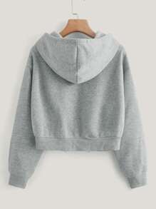 INAWLY Panda & Letter Graphic Drop Shoulder Drawstring Thermal Lined Hoodie,Long Sleeve Tops Graduation,Back To School Outfits,Graduation,Teacher Outfits For Women,Back To School Pullover Fall Outfit - Grey - View 2