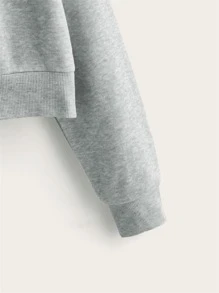 INAWLY Panda & Letter Graphic Drop Shoulder Drawstring Thermal Lined Hoodie,Long Sleeve Tops Graduation,Back To School Outfits,Graduation,Teacher Outfits For Women,Back To School Pullover Fall Outfit - Grey - View 4