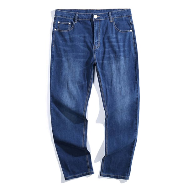 

Men Straight Leg Jeans Without Belt, Dark wash