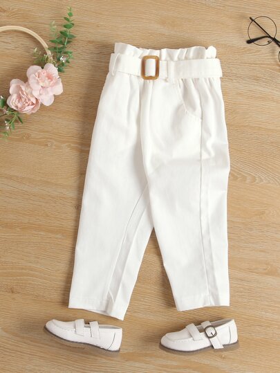 SHEIN 少女紙袋腰帶褲