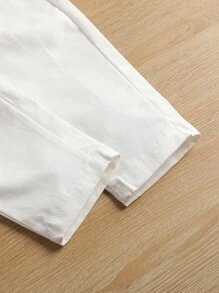 SHEIN 少女紙袋腰帶褲 - 白色 - 查看 4