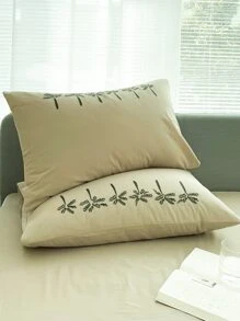 Tree Embroidery Duvet Cover Set Without Filler - Khaki - View 5