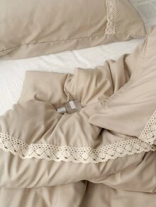 Bộ vỏ chăn ren trang trí không có chất làm đầy - Màu Khaki - Xem 3