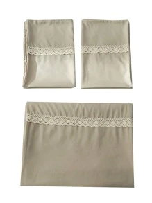 Bộ vỏ chăn ren trang trí không có chất làm đầy - Màu Khaki - Xem 4