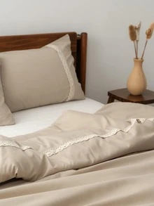 Bộ vỏ chăn ren trang trí không có chất làm đầy - Màu Khaki - Xem 5