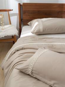 Bộ vỏ chăn ren trang trí không có chất làm đầy - Màu Khaki - Xem 6