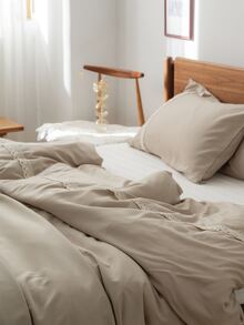 Bộ vỏ chăn ren trang trí không có chất làm đầy - Màu Khaki - Xem 7