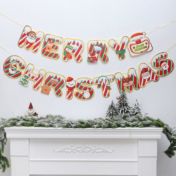 

1pc Christmas Decorative Pull Flag, Multicolor