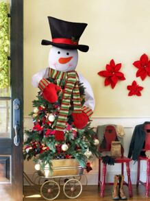 1pc Christmas Tree Snowman Decoration - Multicolor - View 1