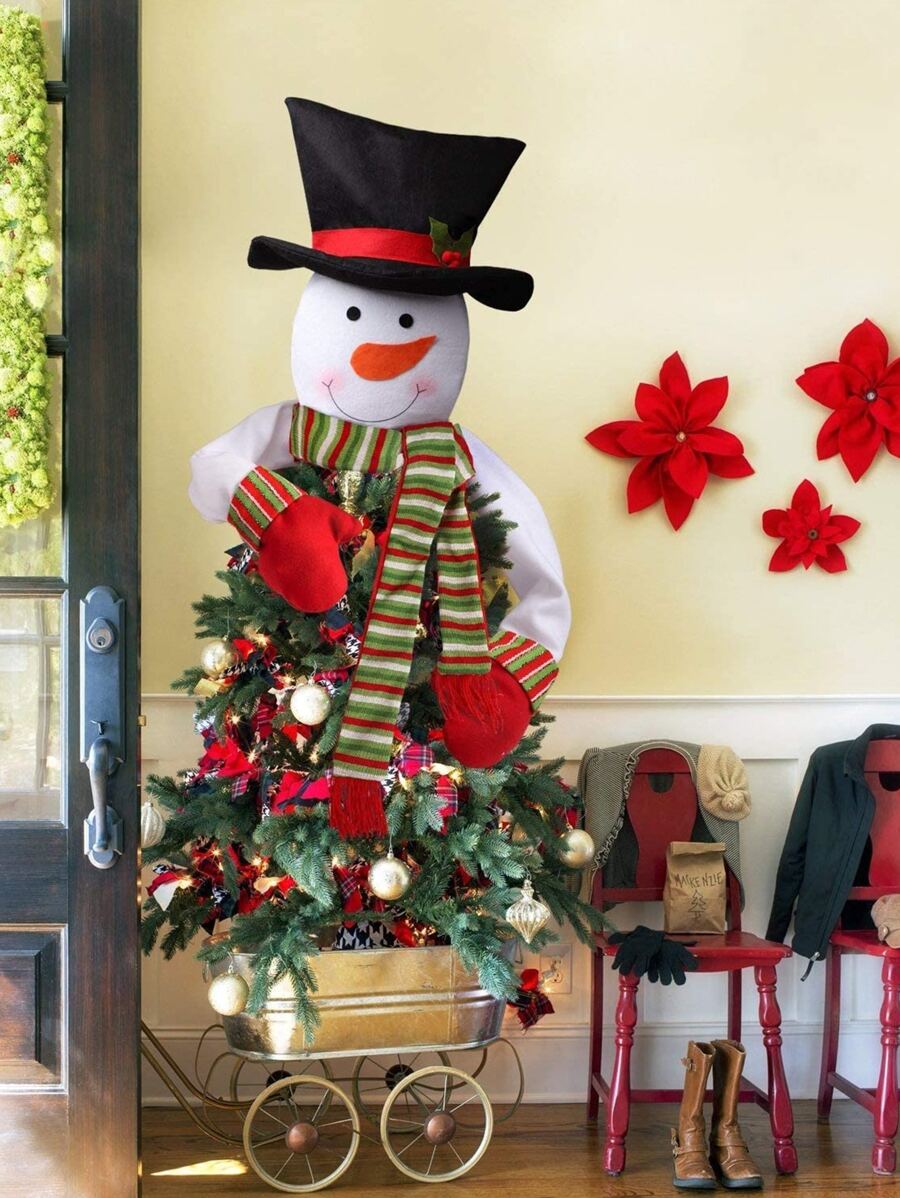 1pc Christmas Tree Snowman Decoration - Multicolor - View 1