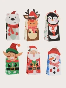 12pcs Christmas Gift Bag With Sticker - Multicolor - View 2