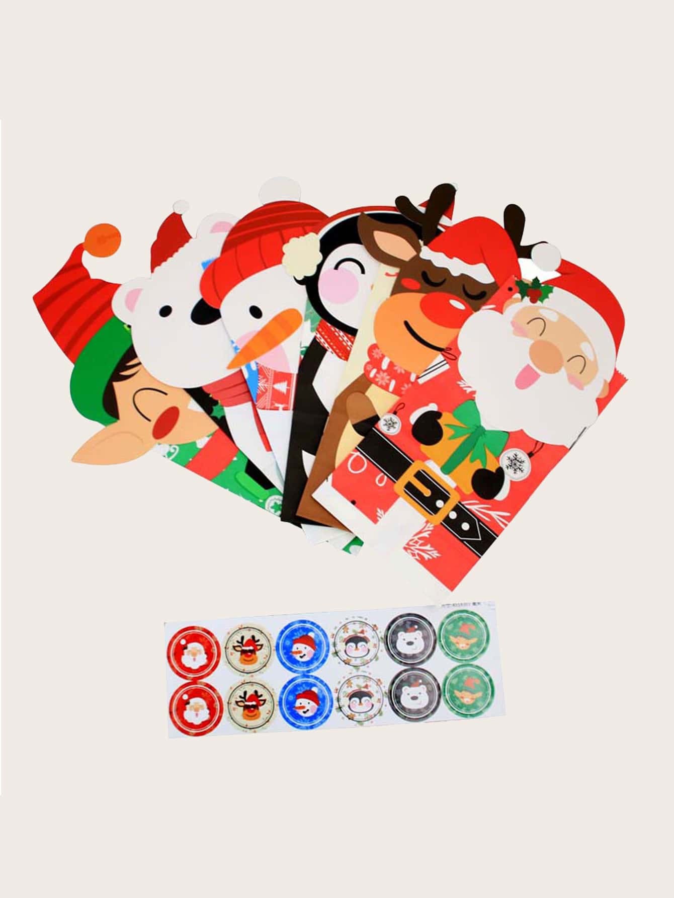 12pcs Christmas Gift Bag With Sticker - Multicolor - View 3