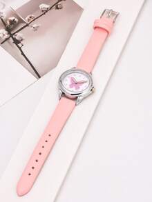 兒童蝴蝶樣式錶盤發光發亮石英表 - 粉色 - 查看 4