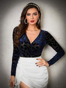 Modelyn 植物網紗交疊領上衣 - 彩色 - 查看 1