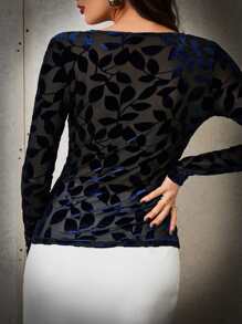 Modelyn 植物網紗交疊領上衣 - 彩色 - 查看 2