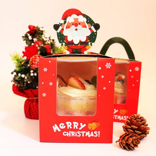 

10pcs Christmas Slogan Graphic Random Cake Box, Multicolor