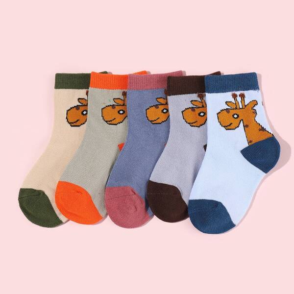 

5pairs Toddler Boys Cartoon Graphic Socks, Multicolor