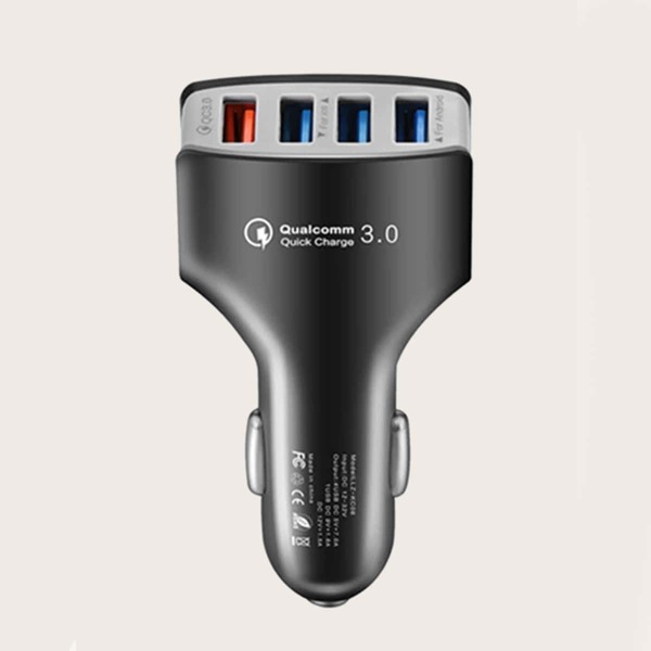 

4 Port USB Car Charger, Black