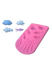 1 pieza Molde de silicona de pez con diseño - Rosa - Ver 2