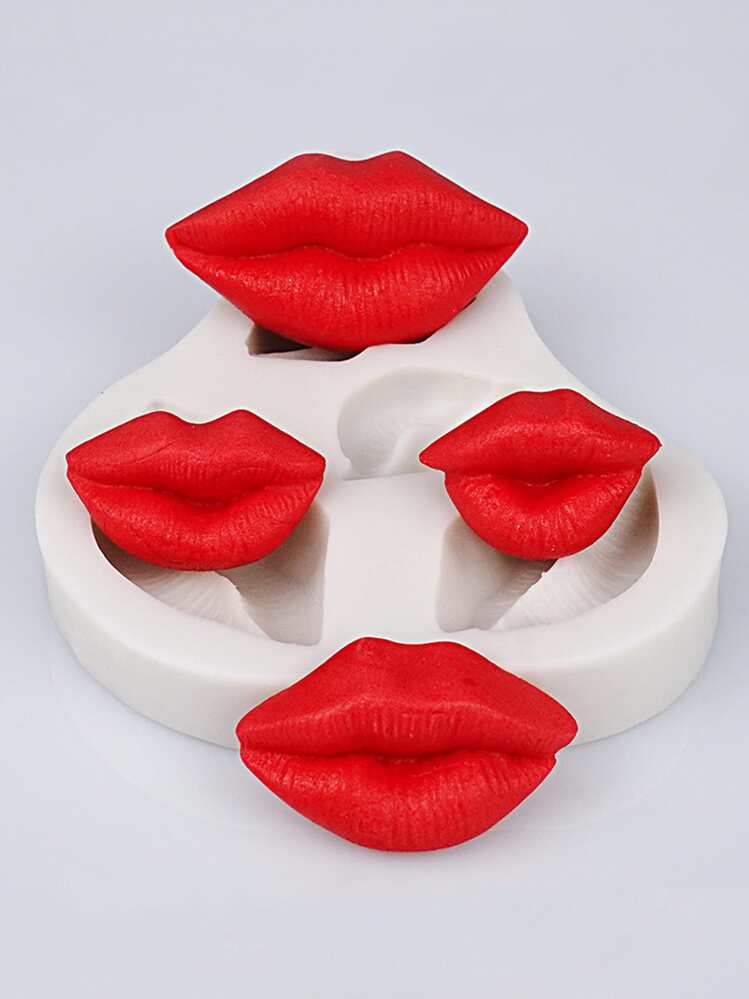 1pc Kiss Collection Lips Fondant Molds, Silicone Lip Mold for Valentine's Day, Birthday Party, Cake Decoration Chocolate Small Pastry Sugarcraft Baby Shower Wedding - White - View 5